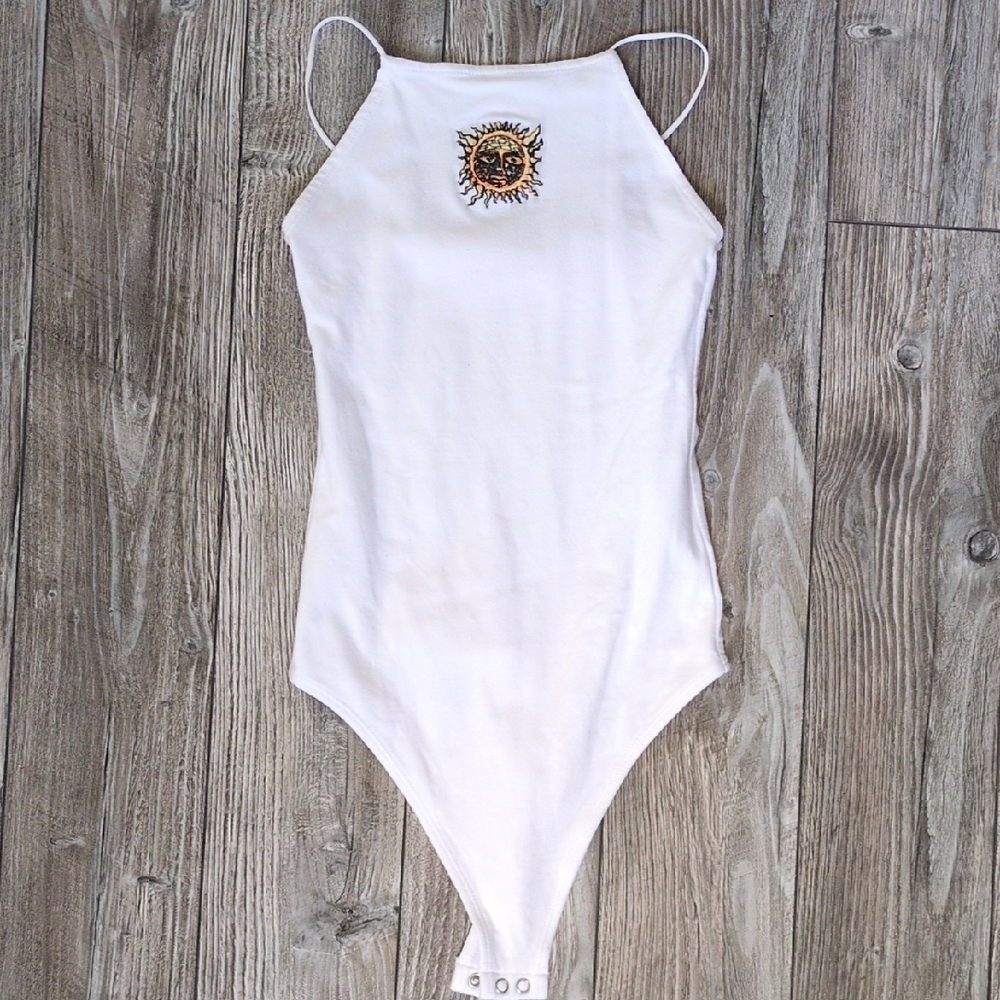American Eagle Sublime White Halter Bodysuit XS
